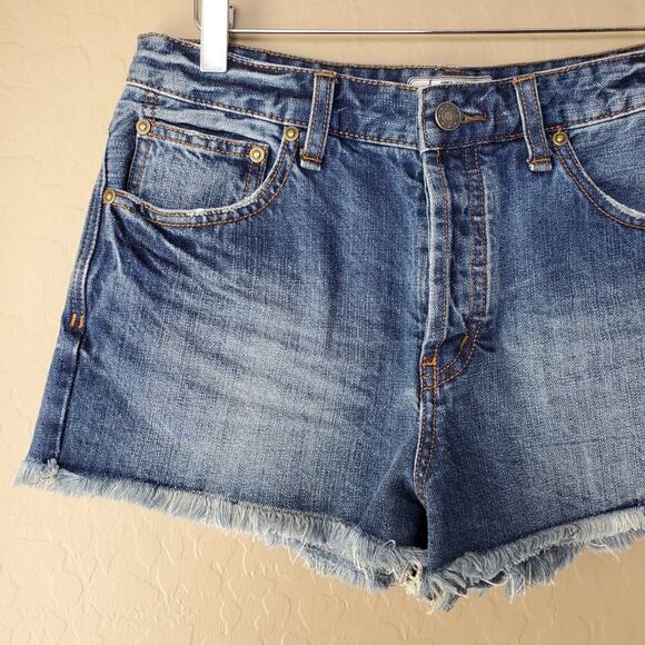 Free People High-Rise Cut Off Denim Shorts - Picture 3 of 9